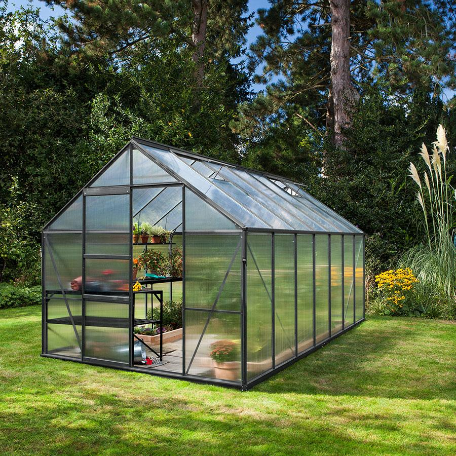 Vitavia Gewächshaus Merkur Tomatenhaus Schwarz, 6 mm, 445x257x232 cm (LxBxH),HKP (Hohlkammerplatten)