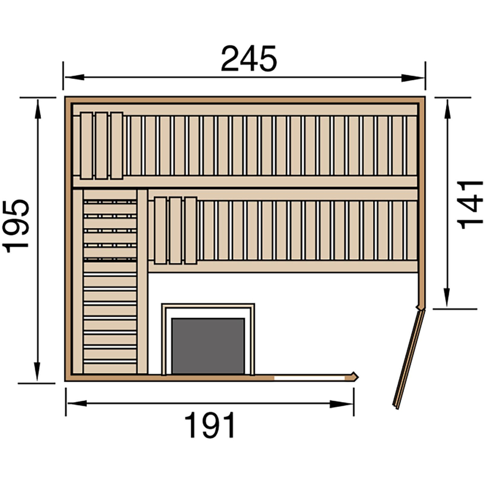 weka Sauna "Cubilis" Set, 7,5 kW-Ofen mit digitaler Steuerung