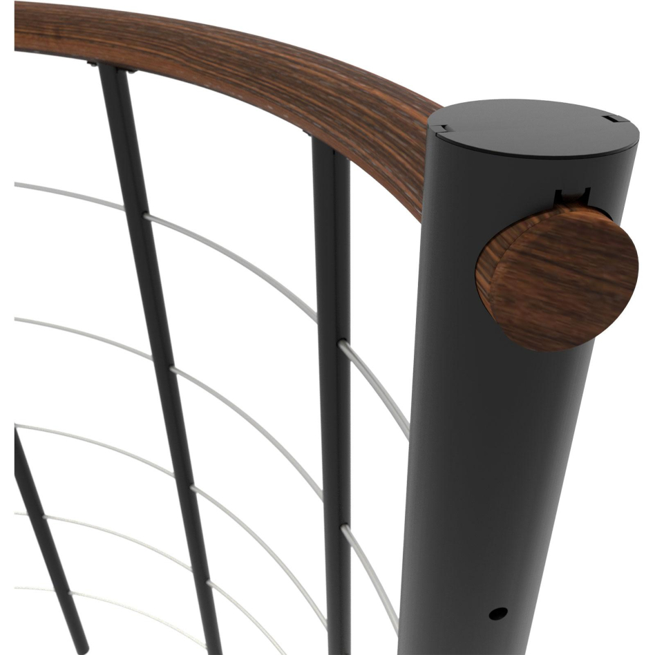 Minka balustrade noire avec câbles et main courante bois massif rond, 160 cm, Hêtre,Walnuss gebeizt & lackiert