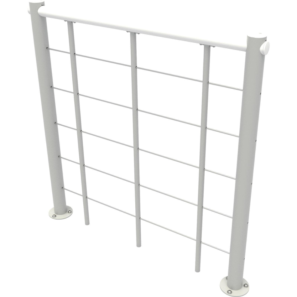 Minka balustrade blanche avec câbles et main courante bois massif droit, weiß gebeizt & lackiert, Hêtre