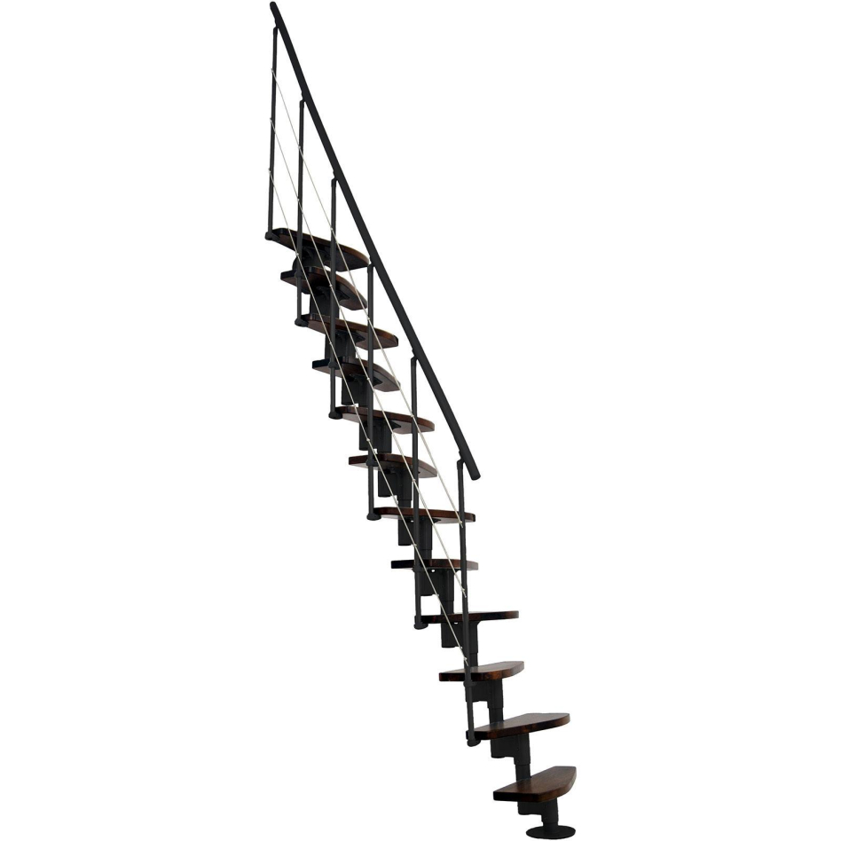 Minka escalier compact Nizza noir escalier gain de place, Walnuss gebeizt & lackiert