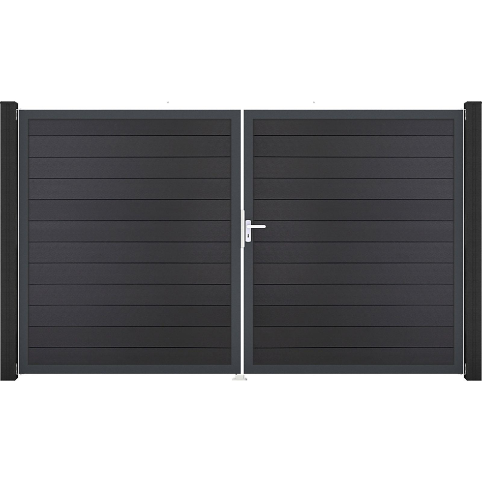 GroJa Doppeltor Solid Steckzaun Anthrazitgrau, DIN Links, Anthrazit DB 703