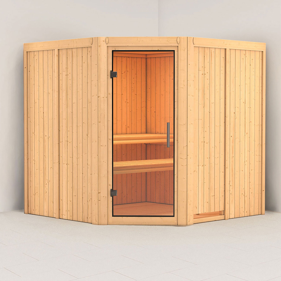 Karibu Sauna Jarin, sans poêle, Porte tout verre,sans corniche,vitrage claire