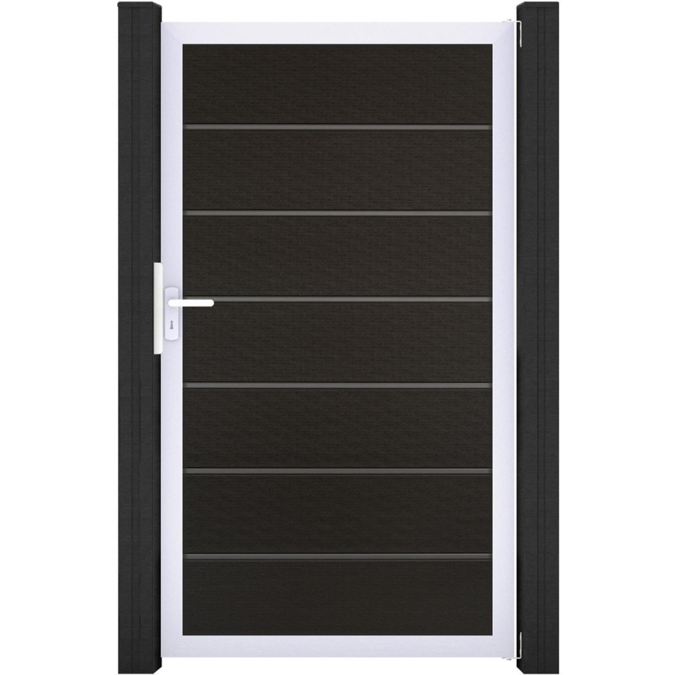GroJa Einzeltor Solid Grande Premium Steckzaun Schwarz co-extrudiert, 100 cm, Silber EV1