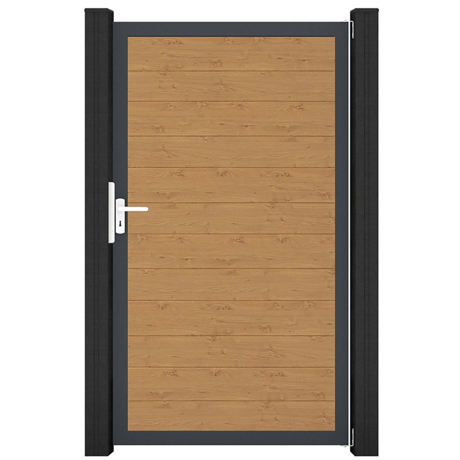 GroJa Einzeltor BasicLine schmal PVC-Steckzaun Asteiche Natur , Anthrazit DB 703