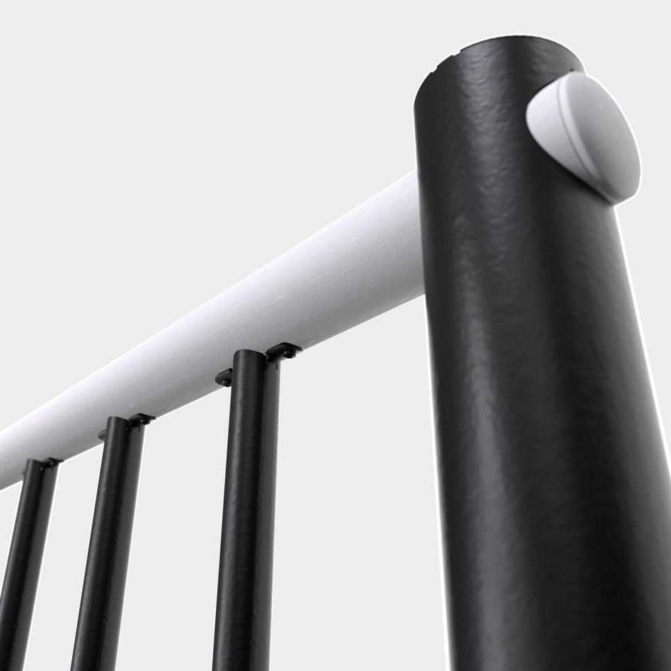 Minka balustrade noire avec barres verticales et main courante bois droit, weiß gebeizt & lackiert, Hêtre