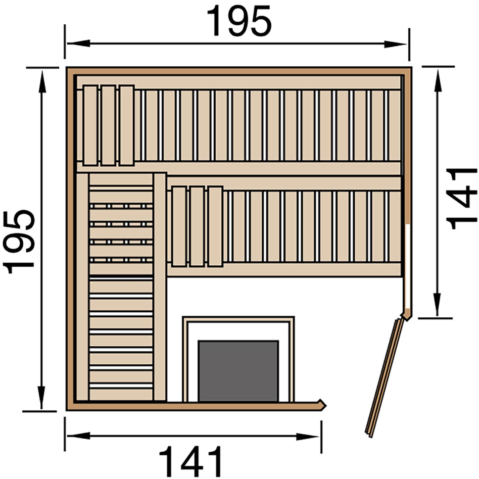 weka Sauna "Cubilis" Set, 7,5 kW Bio-Ofen mit digitaler Steuerung