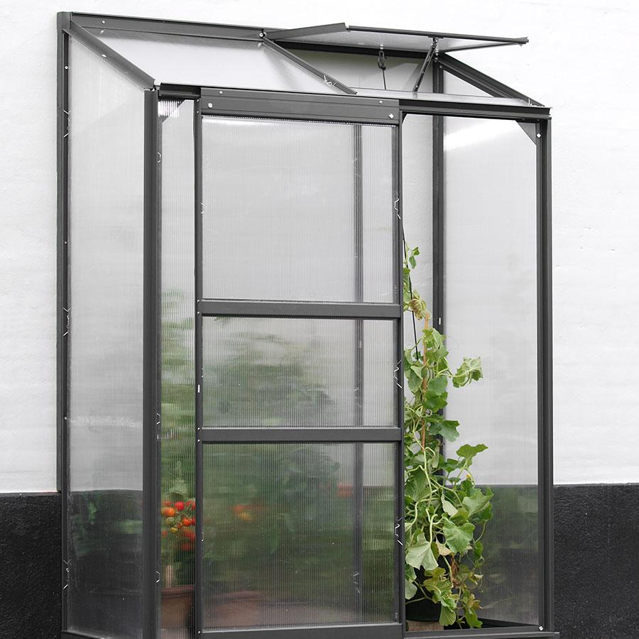 Vitavia Anlehngewächshaus Styx Tomatenhaus Schwarz, 4 mm, 69x131x182 cm (LxBxH),HKP (Hohlkammerplatten)