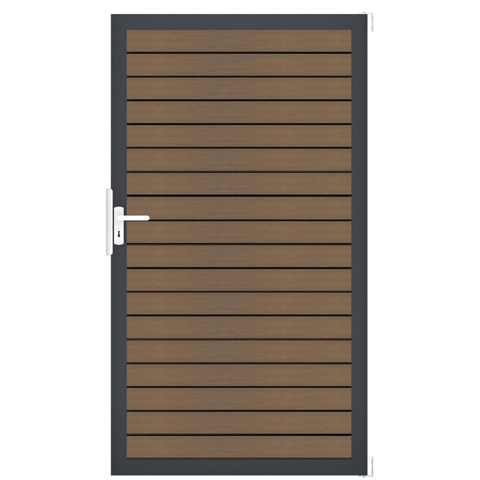 GroJa Einzeltor Solid Rhombus BPC-Steckzaun Teak co-extrudiert, Anthrazit DB 703