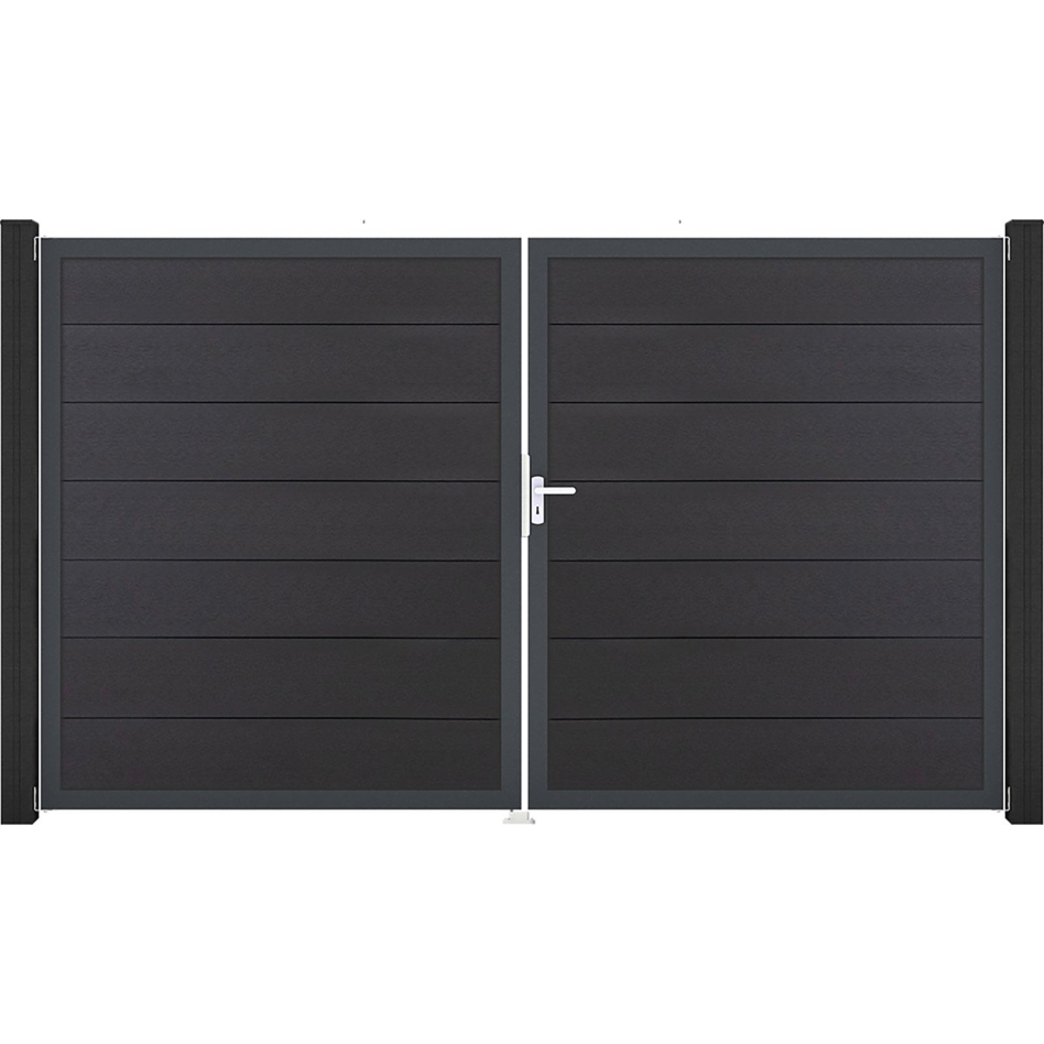 GroJa Doppeltor Solid Grande Steckzaun Anthrazitgrau , DIN Links, Anthrazit DB 703