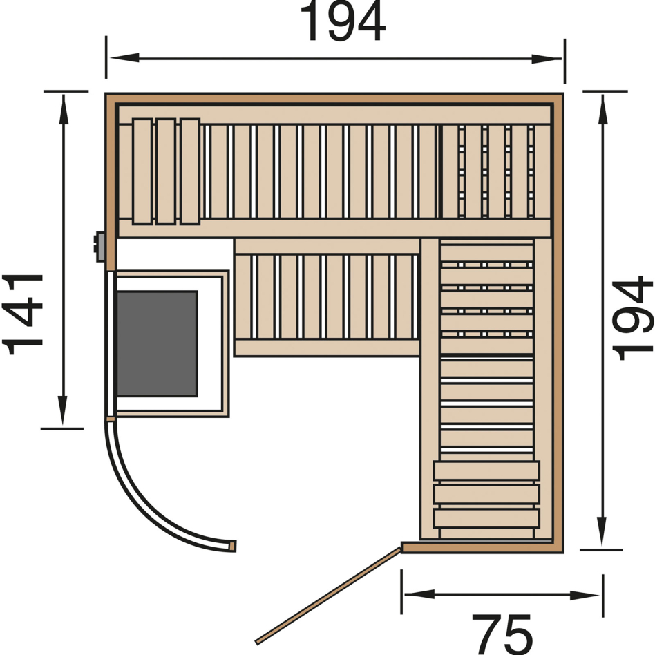weka Sauna "Sara 1" 7,5 kW Ofen mit ext. Steuerung
