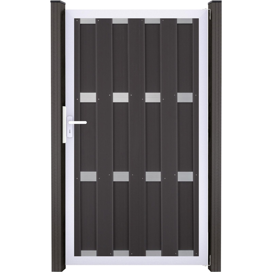 Portillon GroJa Viento pour clôture occultante anthracite, DIN droite, argent EV1