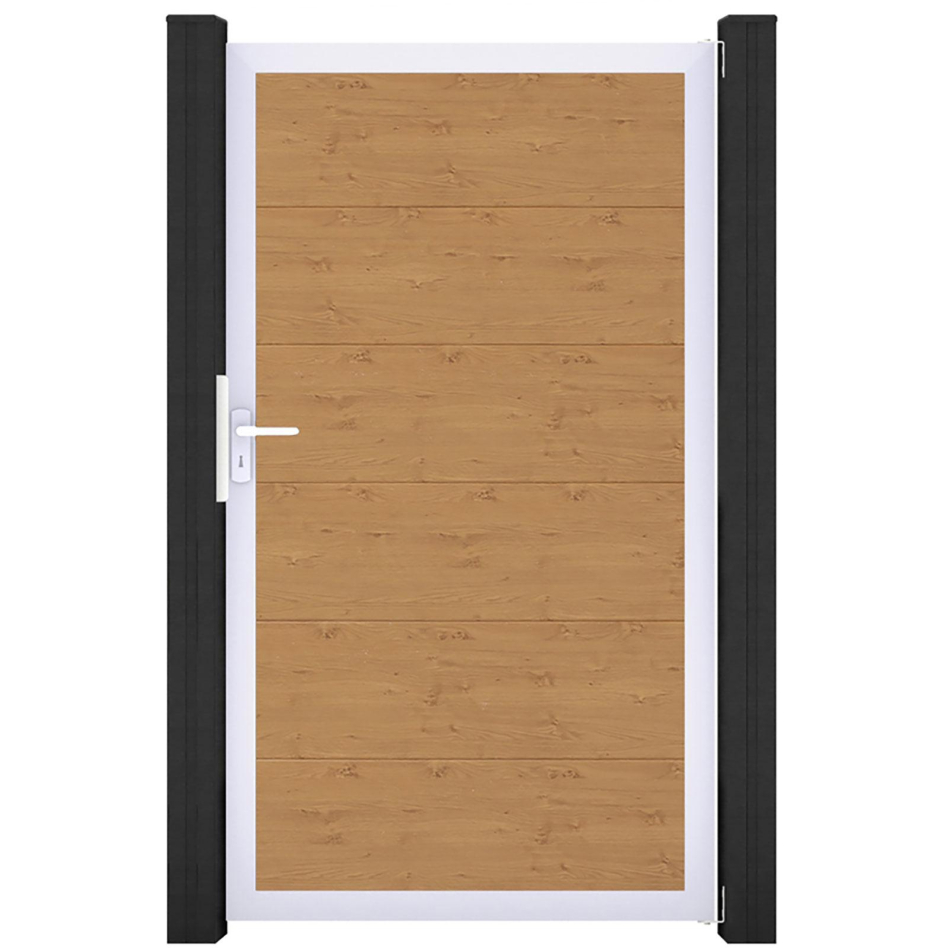 GroJa Einzeltor BasicLine PVC-Steckzaun Asteiche Natur , Silber EV1