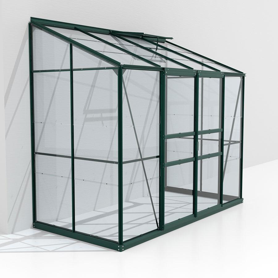 Vitavia Anlehngewächshaus Styx Tomatenhaus Smaragd, 3 mm, 132x255x182 cm (LxBxH),ESG (Einscheibensicherheitsglas, kristallklar)