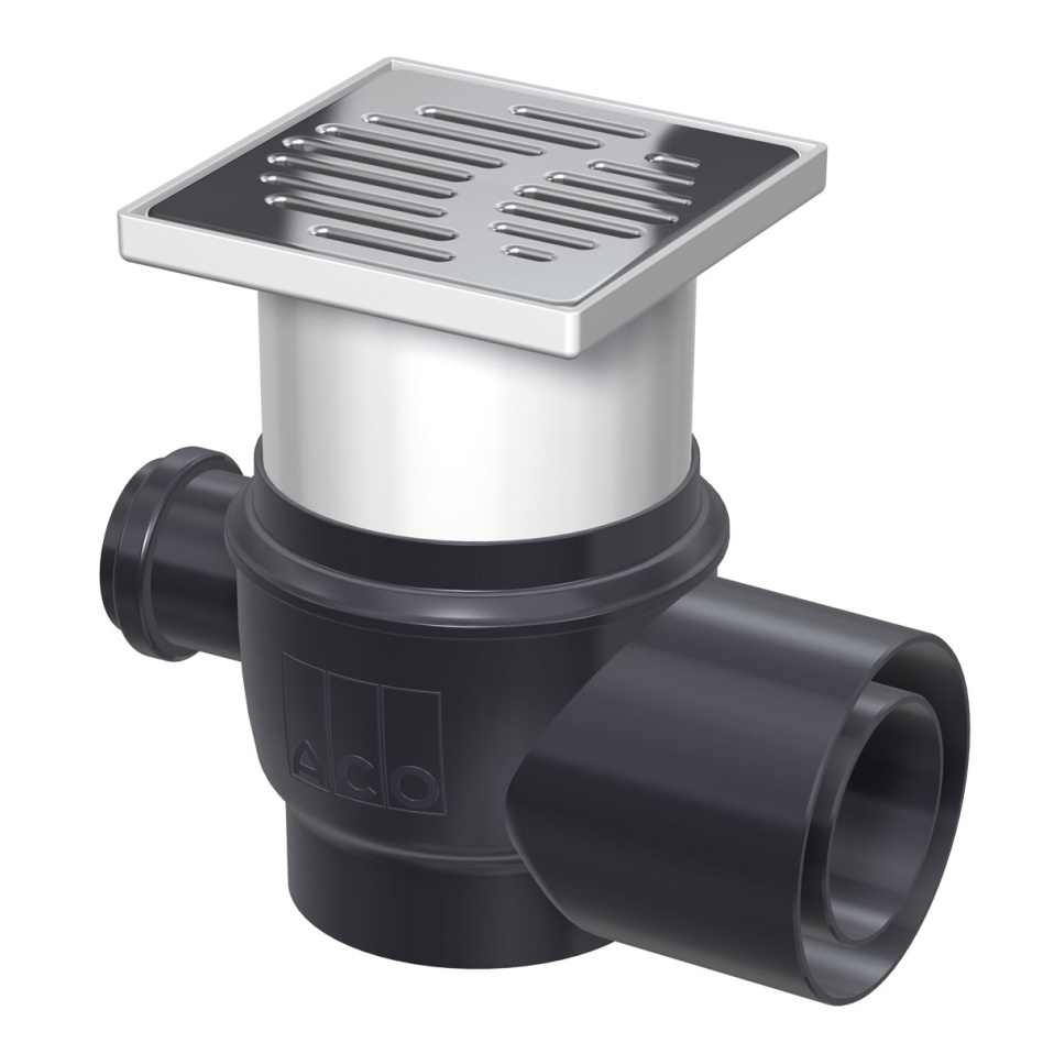 ACO Badablauf 150x150mm Easyflow Zulauf-Ablauf seitlich, DN 70/100