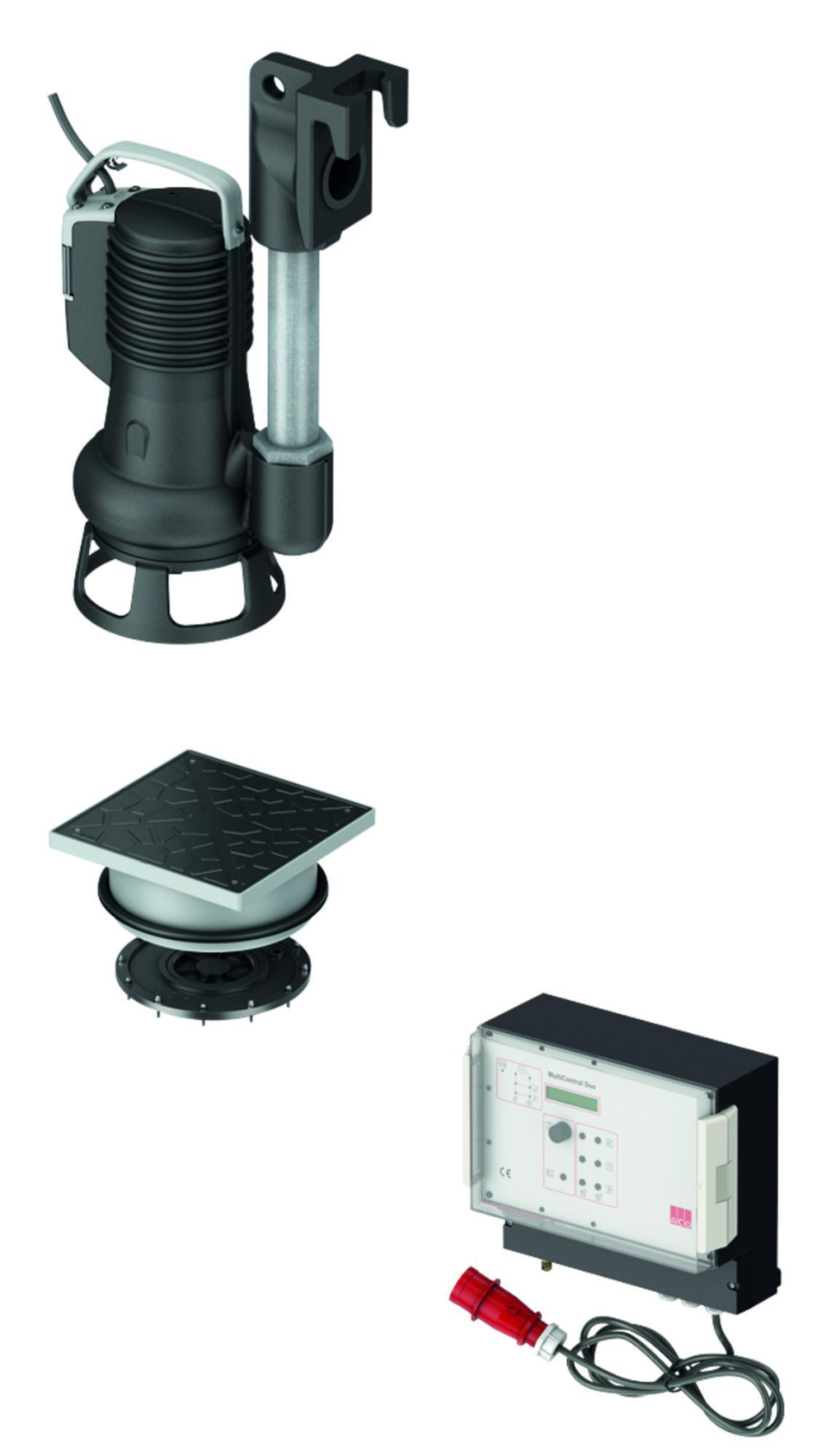 ACO Muli-Flex Pumpenset , Für fäk.hl. Abwasser, Mono - 1 x Tauchpumpe,Revisionsöffnung,Überflur