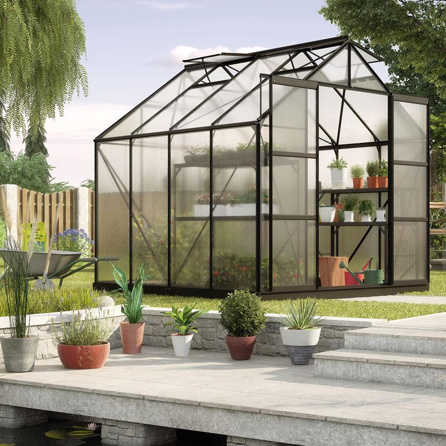 Vitavia Gewächshaus Uranus Tomatenhaus Schwarz, 4 mm, 258x257x248 cm (LxBxH),HKP (Hohlkammerplatten)