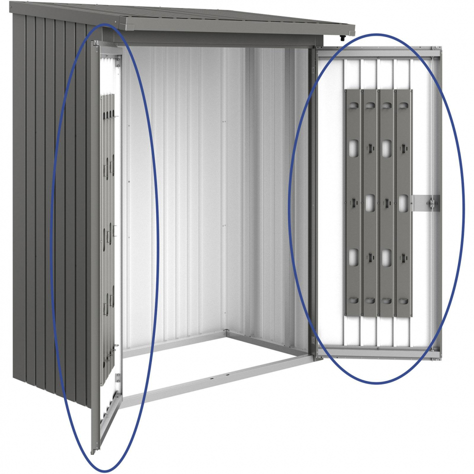 Biohort Türpaket Kaminholzregal Woodstock quarzgrau-metallic, 150 (157x171 cm)