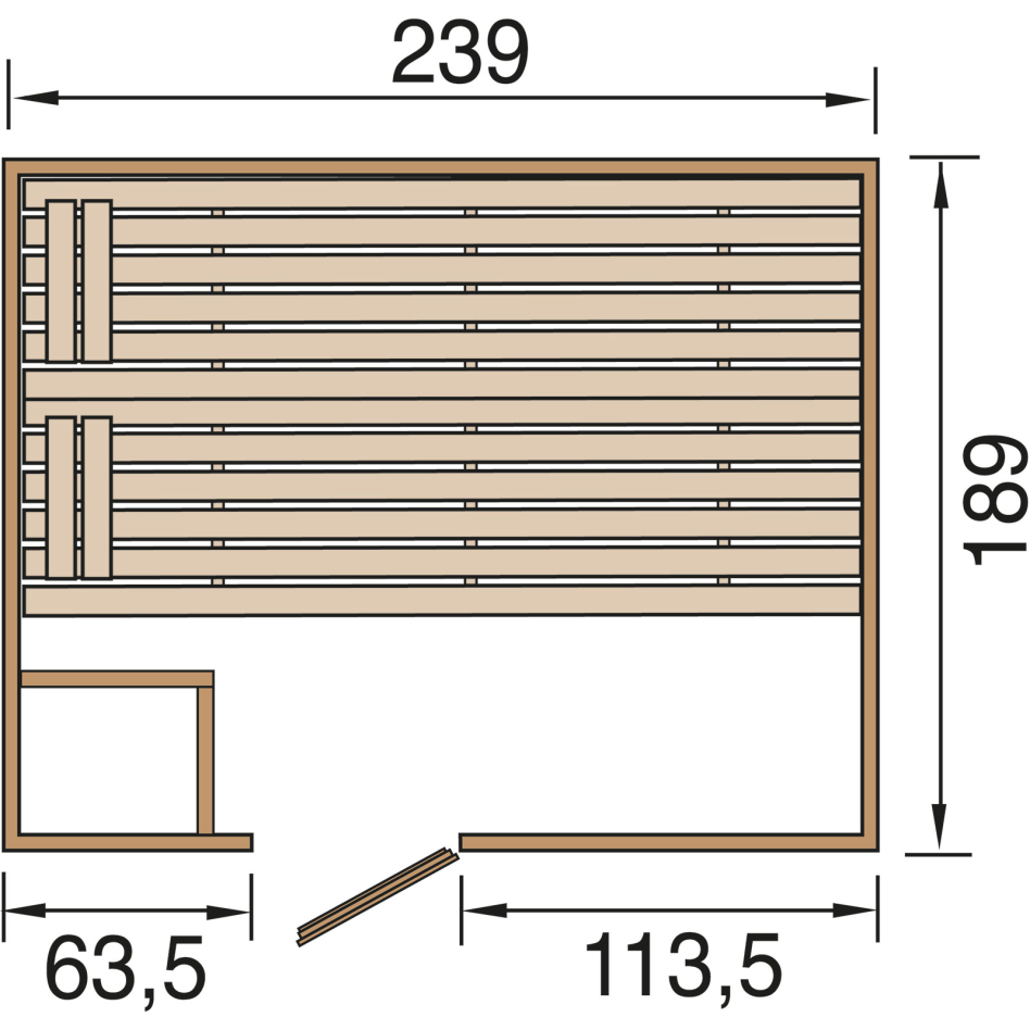 weka Sauna Massivholzsauna VALIDA, Glastür, 239x189 cm
