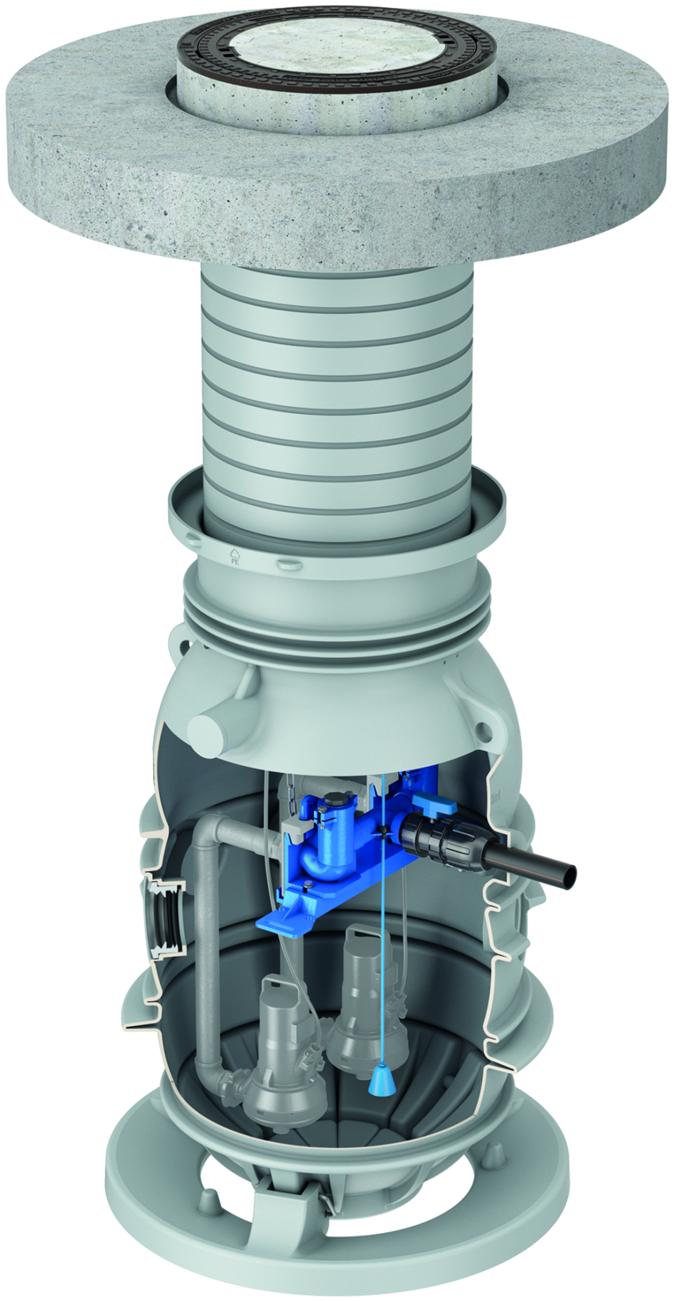 ACO Muli Max Pumpstation D400, Deckel geruchsdicht verschraubt, Muli Max mono