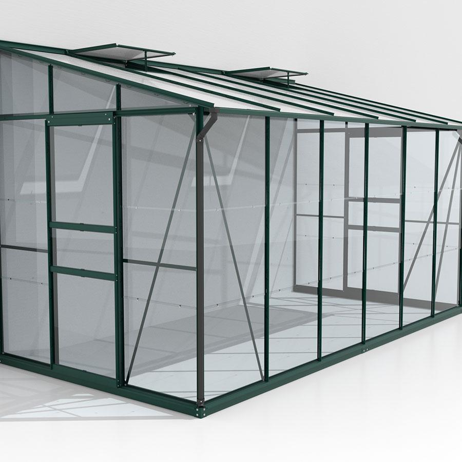 Vitavia Anlehngewächshaus Osiris Tomatenhaus Kombiverglasung Smaragd, 201x387x221 cm (LxBxH)