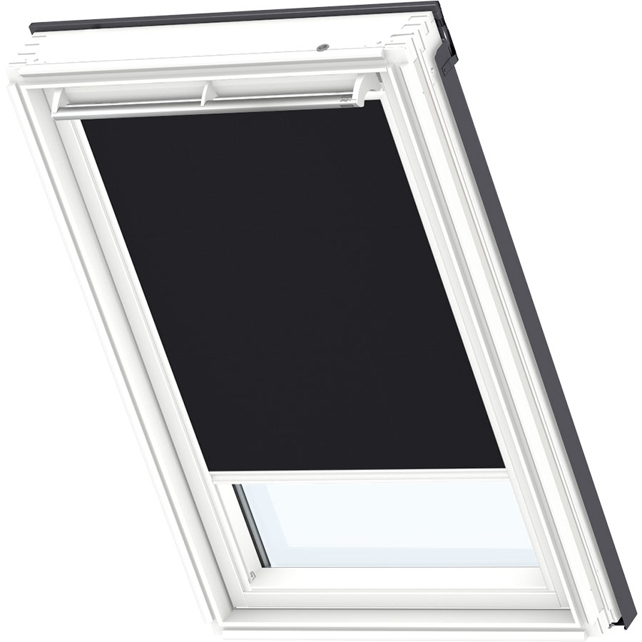 VELUX Verdunkelungsrollo Uni Schwarz 3009, PK06, GEL,Manuell,VELUX,weiße Schiene