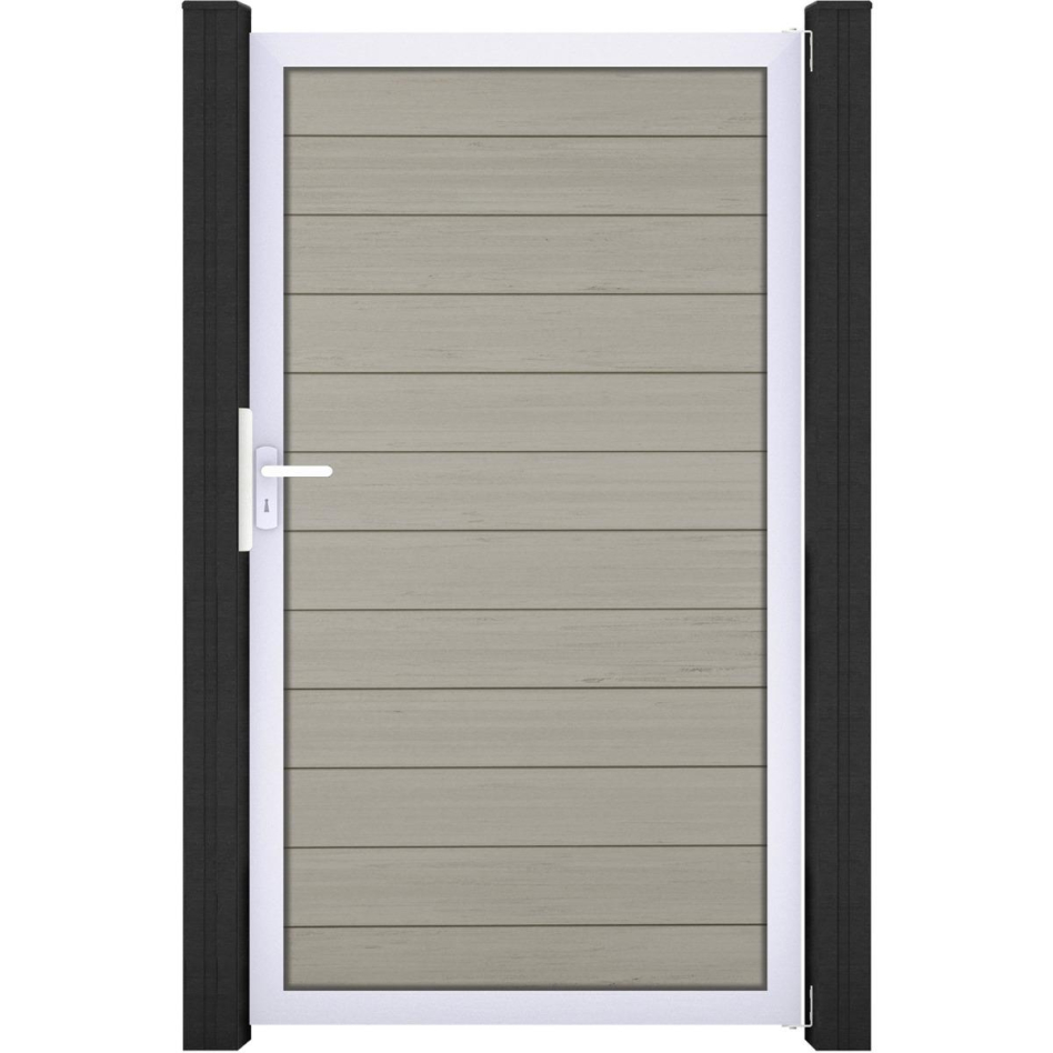 GroJa Einzeltor Solid Steckzaun Bi-Color Sand, 100 cm, Silber EV1