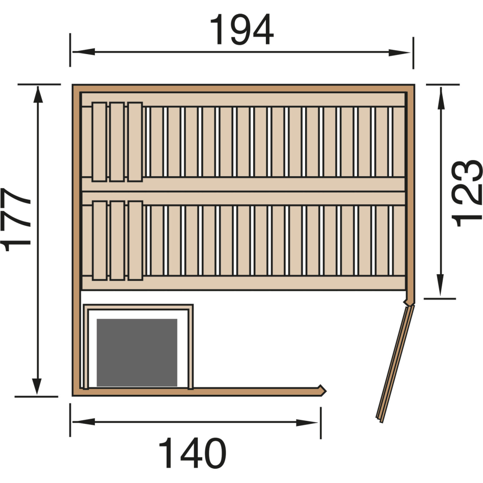 WEKA Sauna »Kiruna 2«, mit Ofen, BxHxT: 194 x 199 x 177 cm - beige