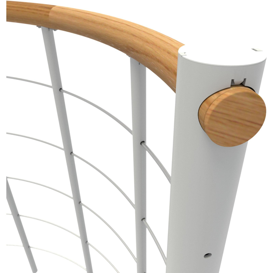Minka balustrade blanche avec câbles et main courante bois massif rond, 120 cm, Chêne,laqué