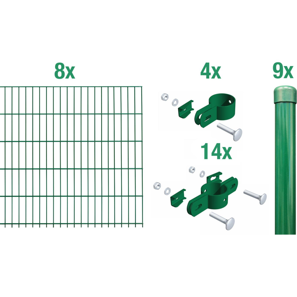 Alberts Einstabmatten Zaun-Set grün, zum Einbetonieren, 125 cm, 16 m