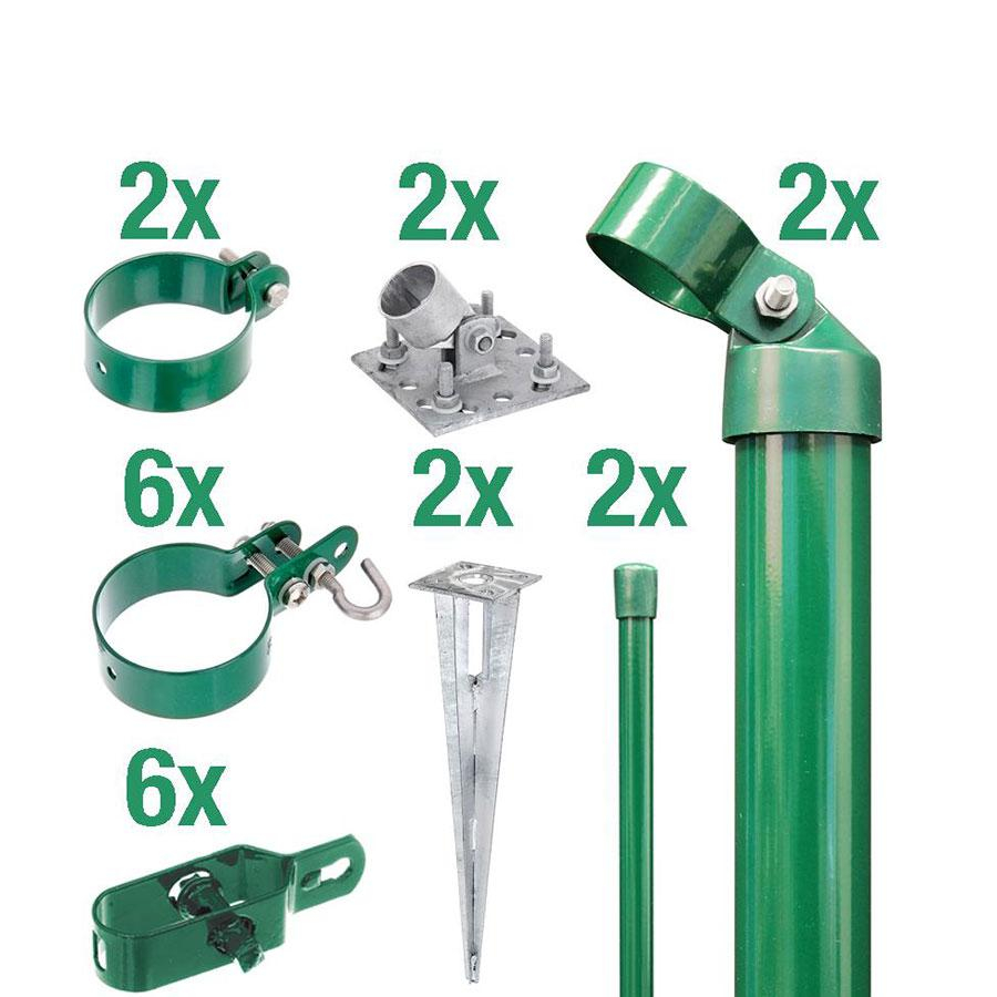 Alberts Zaunanschluss-Set für Wellengittertore an Maschendrahtzaun grün, 175 cm, 60 mm,Aufschrauben,zweiseitige Verbindung