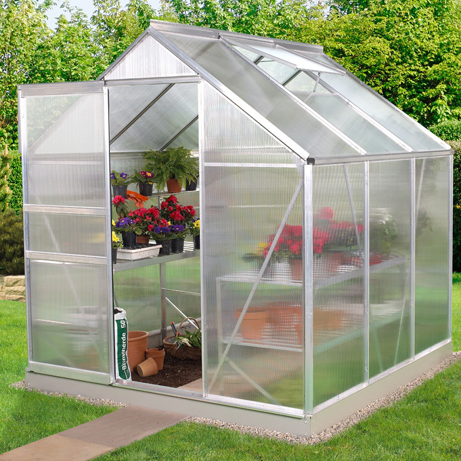 Vitavia Gewächshaus Venus Tomatenhaus Silber, 4 mm, 195x195x197 cm (LxBxH),HKP (Hohlkammerplatten)