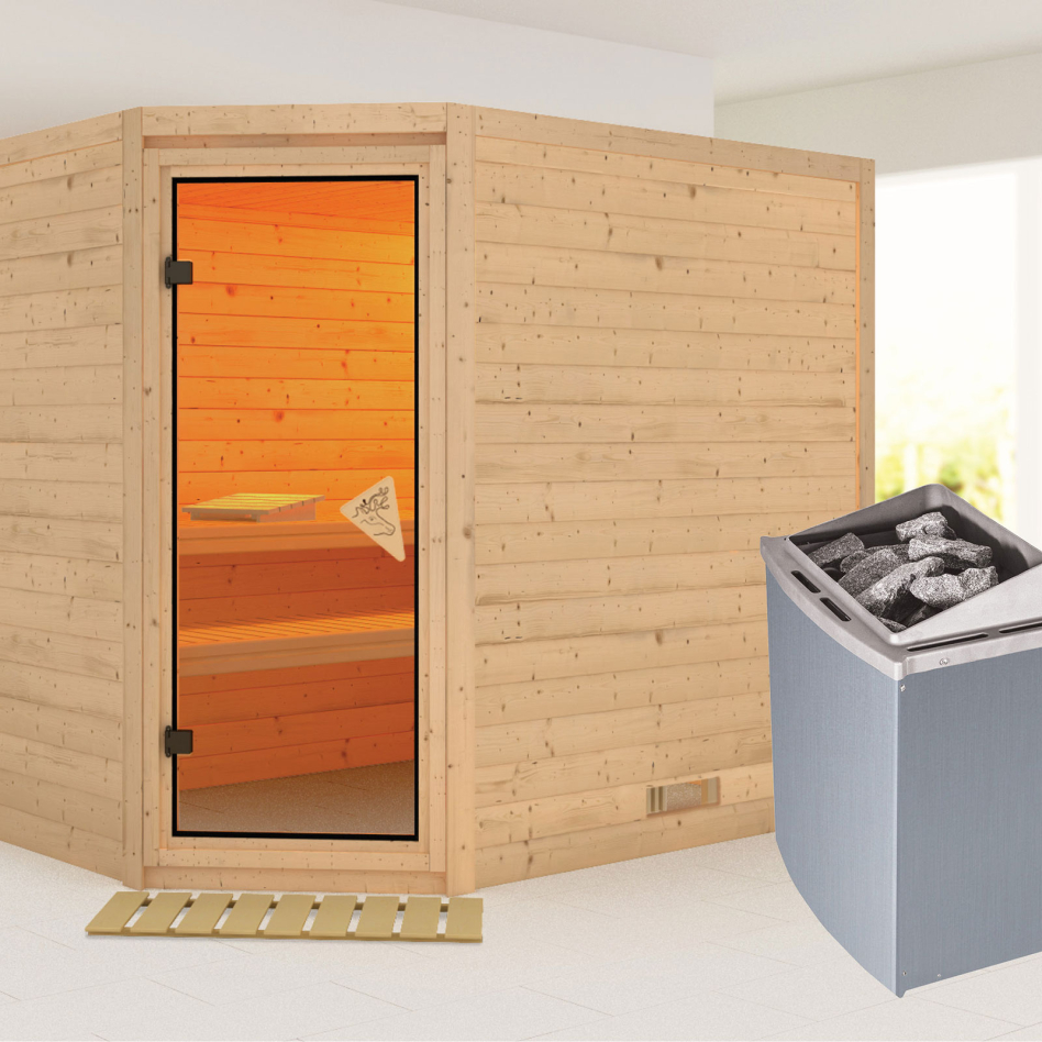 Karibu Sauna Tanami, 9 kW cmd intégrée, sans corniche