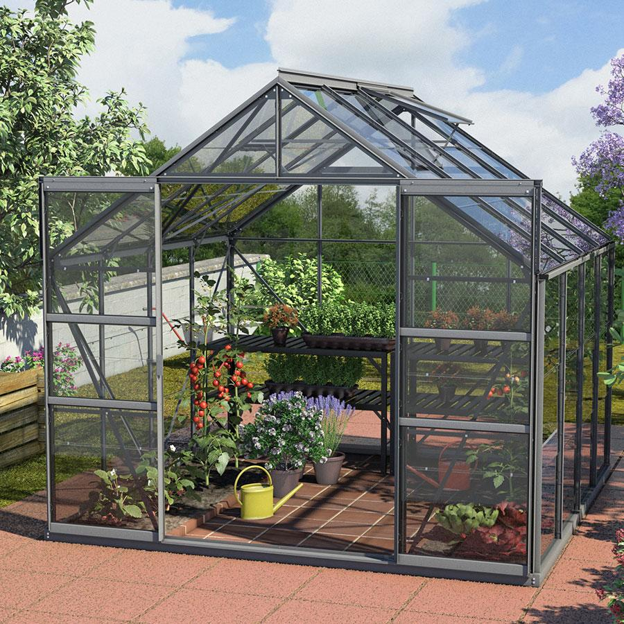 Vitavia Gewächshaus Mars Tomatenhaus Schwarz, 3 mm, 258x257x232 cm (LxBxH),ESG (Einscheibensicherheitsglas, kristallklar)