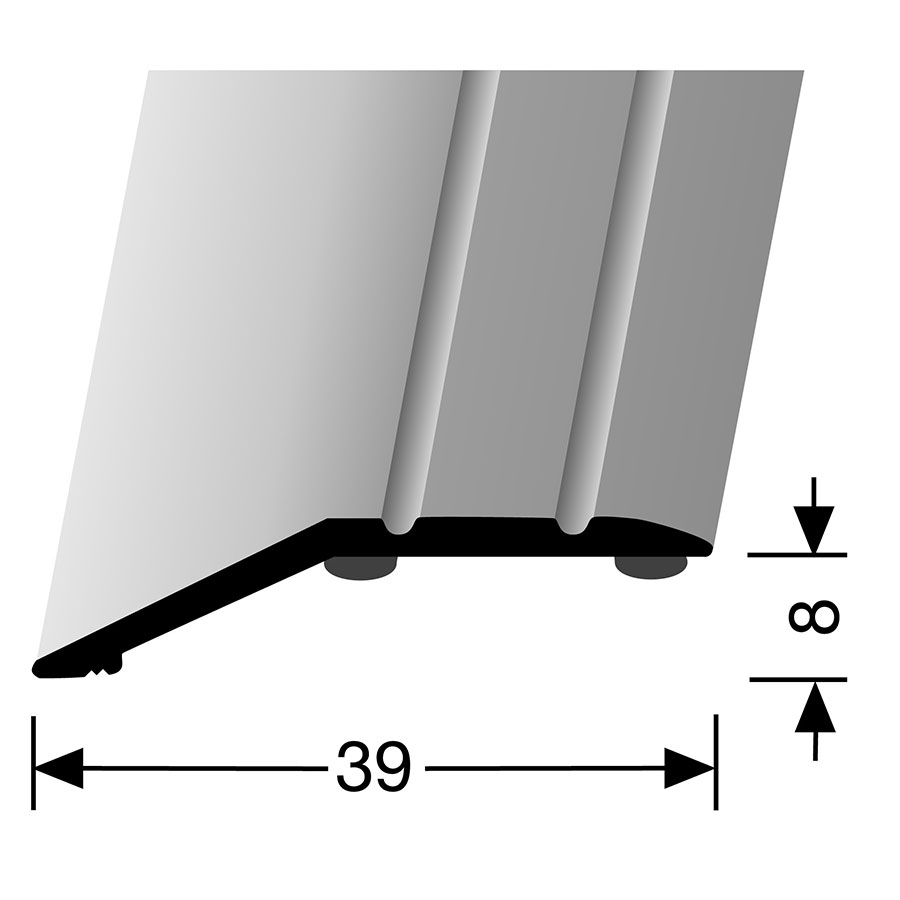 PARKETTFREUND Anpassprofil Alu eloxiert Edelstahl selbstklebend Übergangsschiene grau, 180 cm, 8 mm Image