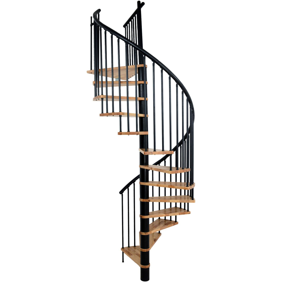 Escalier en colimaçon Minka SPIRAL EFFECT noir, 140 cm, Hêtre,laqué