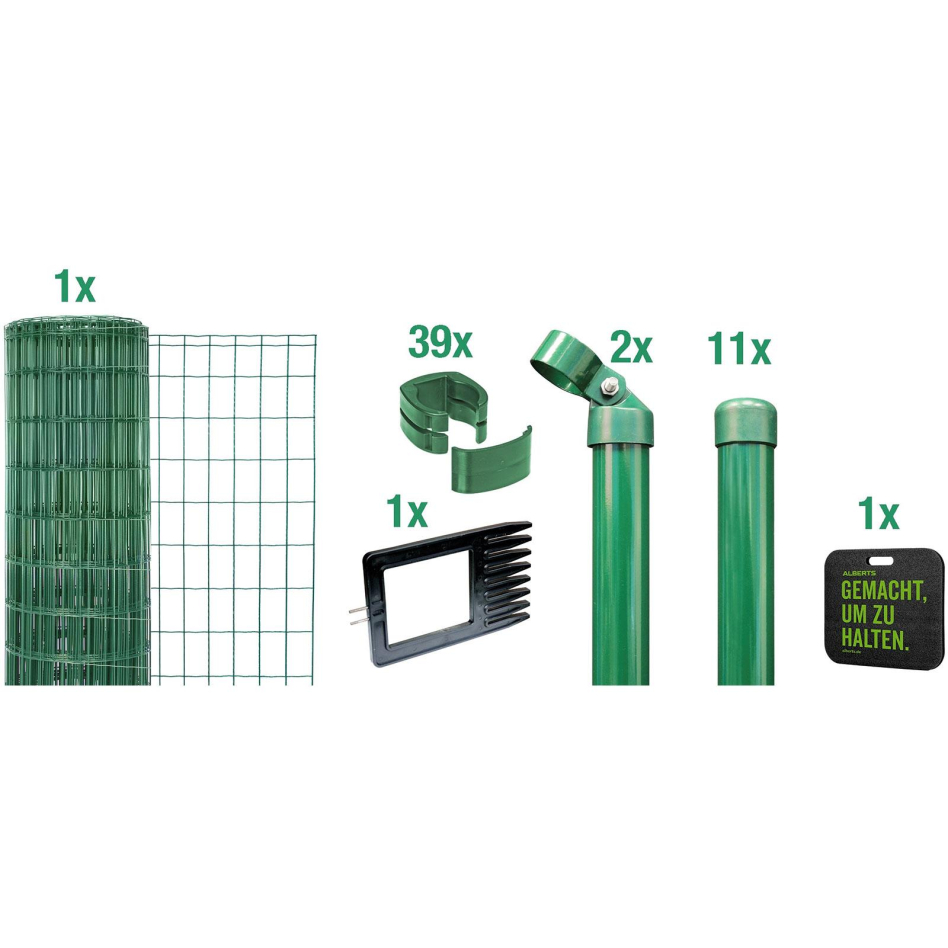 Alberts Schweißgitterzaun Set Fix-Clip Pro® grün, 102 cm, 25 m,Einbetonieren
