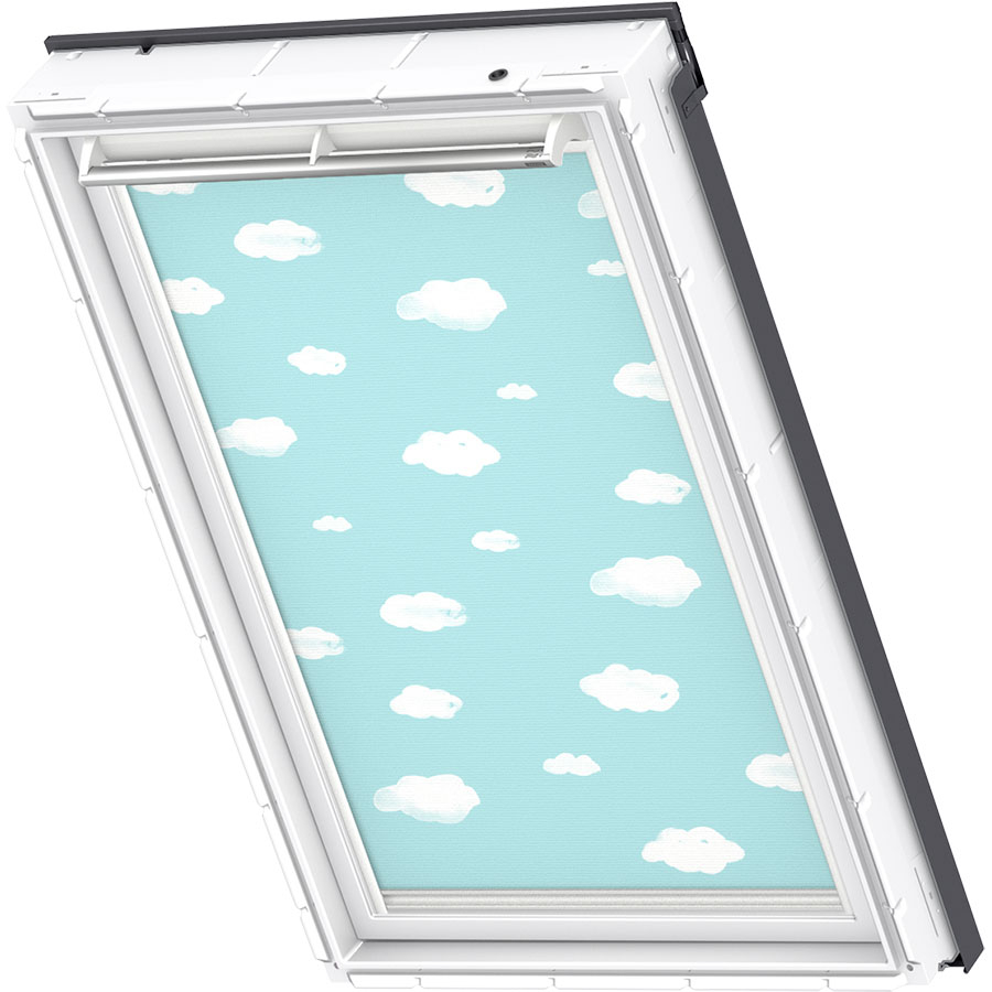 Store d'occultation Disney & Goodnight Collection VELUX DKL manuel Disney Ciel bleu et nuages 4660S, CK06, GEL,manuelle,rail blanc,VELUX