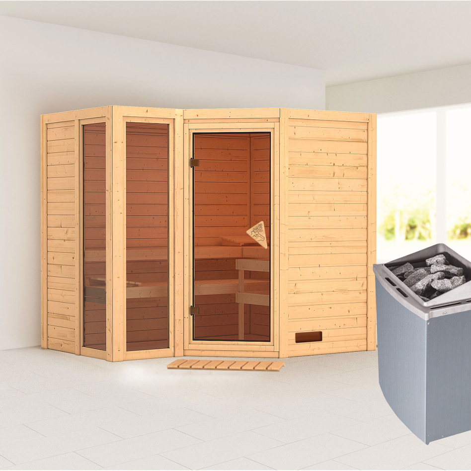 Karibu Sauna Amara, 9 kW cmd intégrée, sans corniche