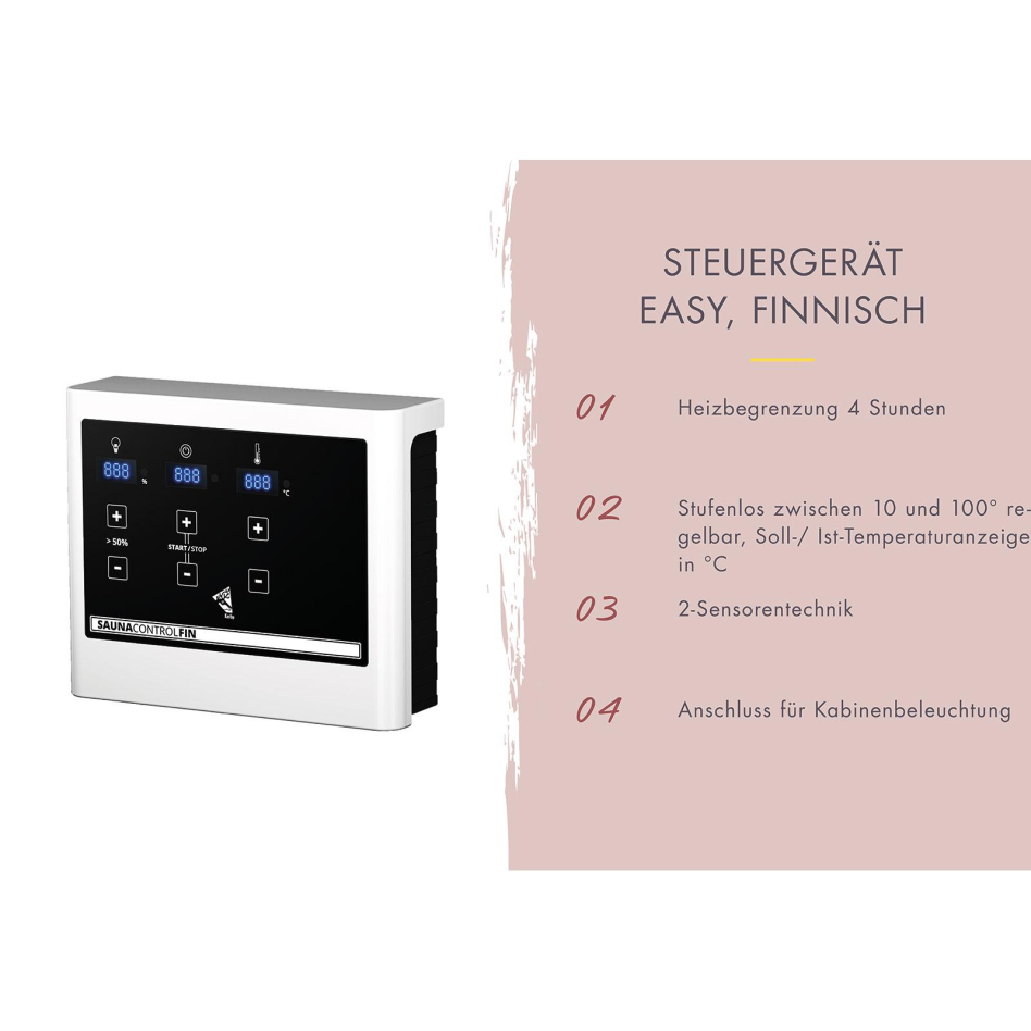 Karibu Fasssauna 3 naturbelassen, 9 kW ext. Steuerung Easy Finnisch