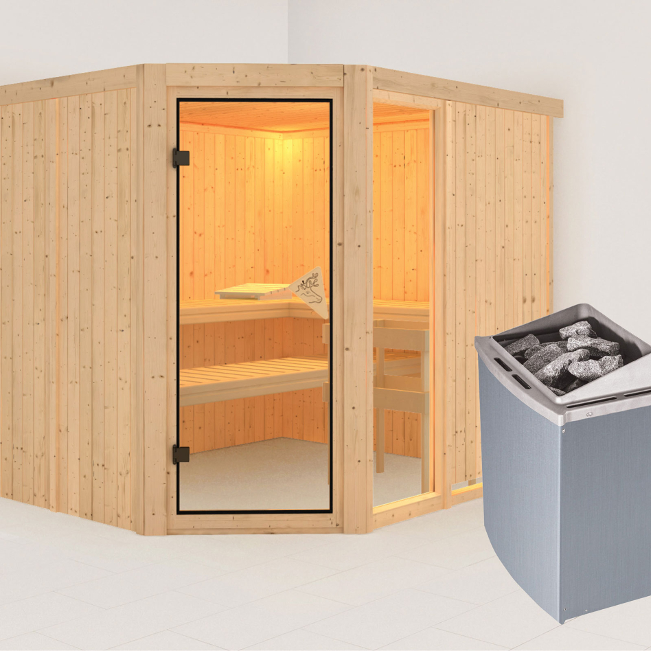 Karibu Sauna Fiona 3, 9 kW cmd intégrée, sans corniche
