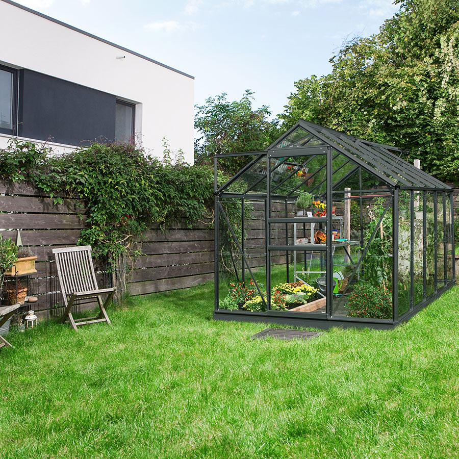Vitavia Gewächshaus Venus Tomatenhaus Schwarz, 3 mm, 321x195x197 cm (LxBxH),ESG (Einscheibensicherheitsglas, kristallklar)