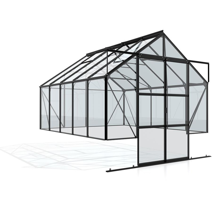 Vitavia Gewächshaus Cassandra Tomatenhaus Schwarz, ohne Sockelmauer, 385x257x249 cm (LxBxH)