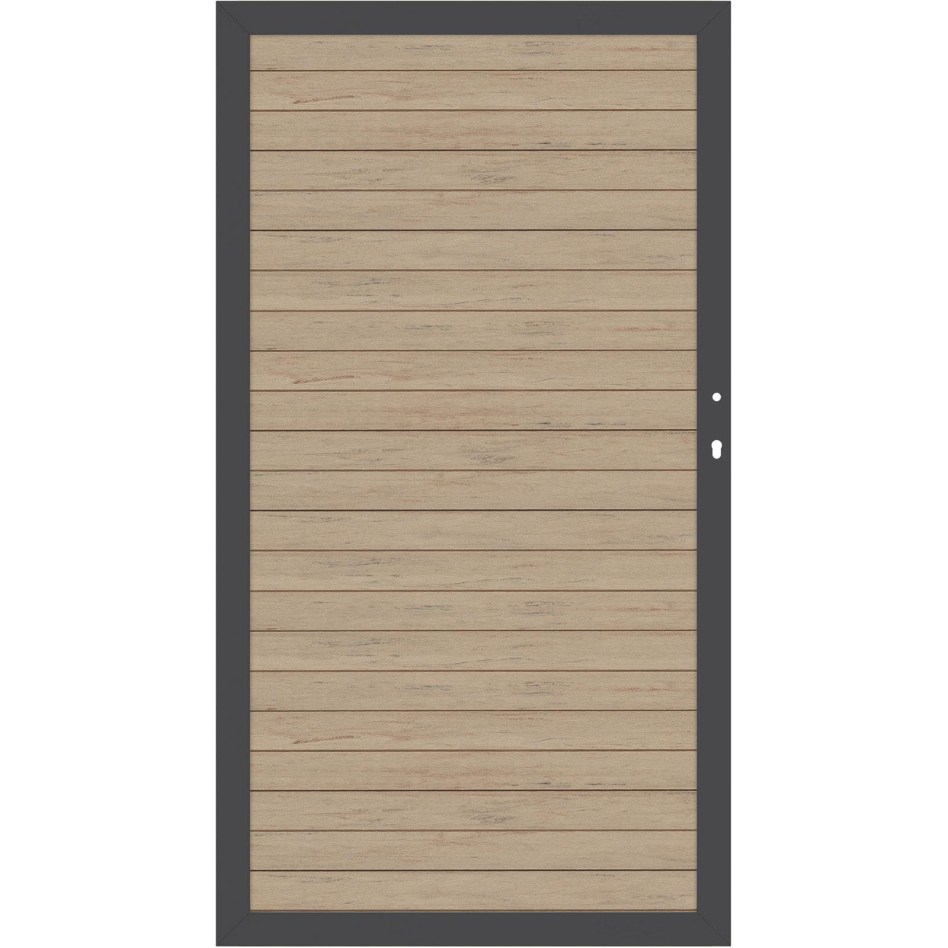 TraumGarten Sichtschutzzaun SYSTEM WPC CLASSIC Gartentor Sand/Anthrazit, DIN links