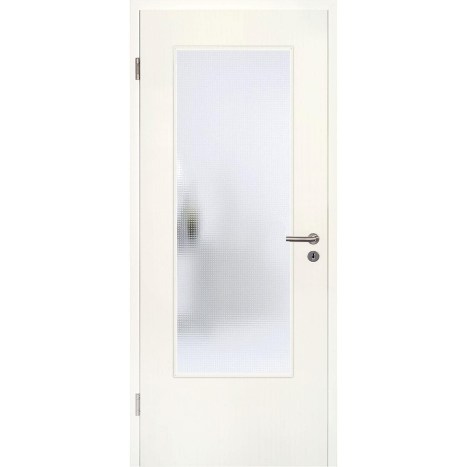 Kilsgaard Zimmertür mit Lichtausschnitt/Glas Esche weiß Lamikor Typ 43/LA Rundkante, DIN Links, 985x2110 mm,Mastercarré (ESG)