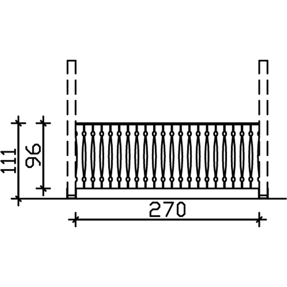 Skan Holz Brüstung Balkonschalung, für 4-Eck Pavillons und Terrassenüberdachungen, Schiefergrau, 270 cm