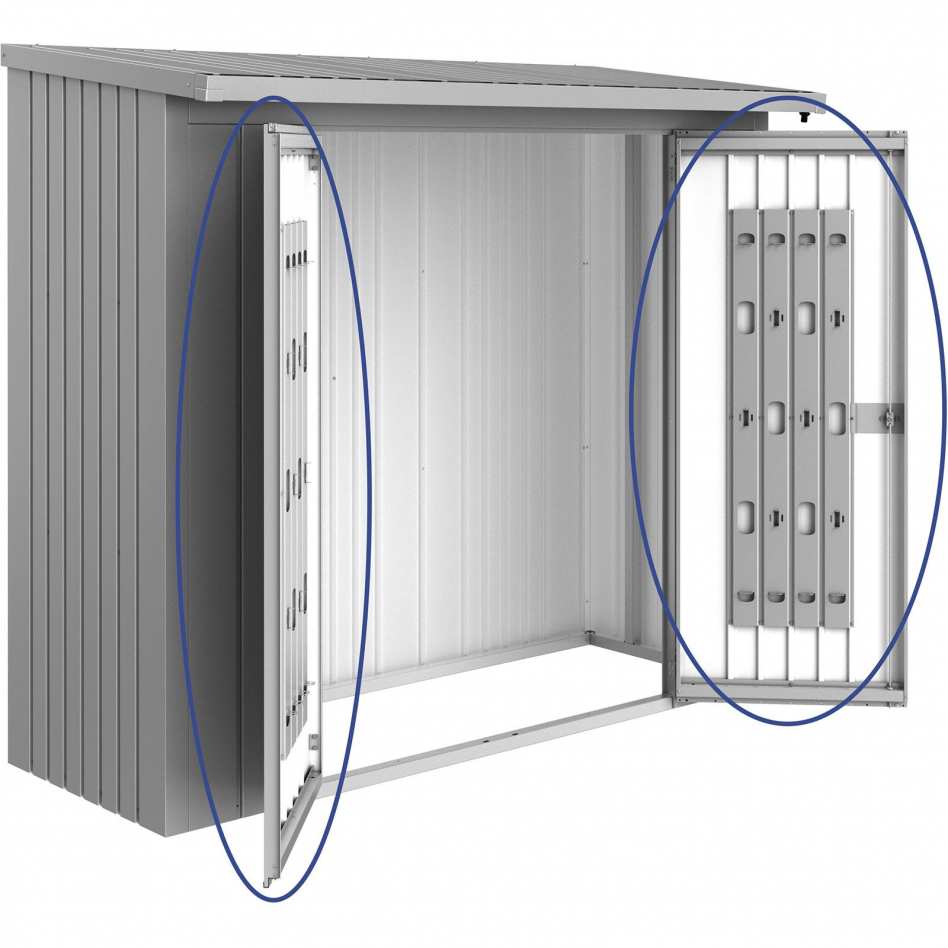 Biohort Türpaket Kaminholzregal Woodstock silber-metallic, 230 (229x171 cm)