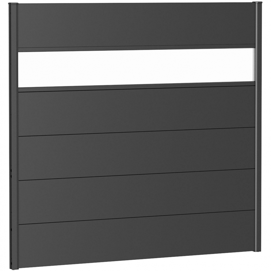 Biohort Sichtschutzzaun Wandpaneel mit Acrylglas dunkelgrau-metallic Sichtschutz Steckzaun Lamellenzaun, 150x135 cm