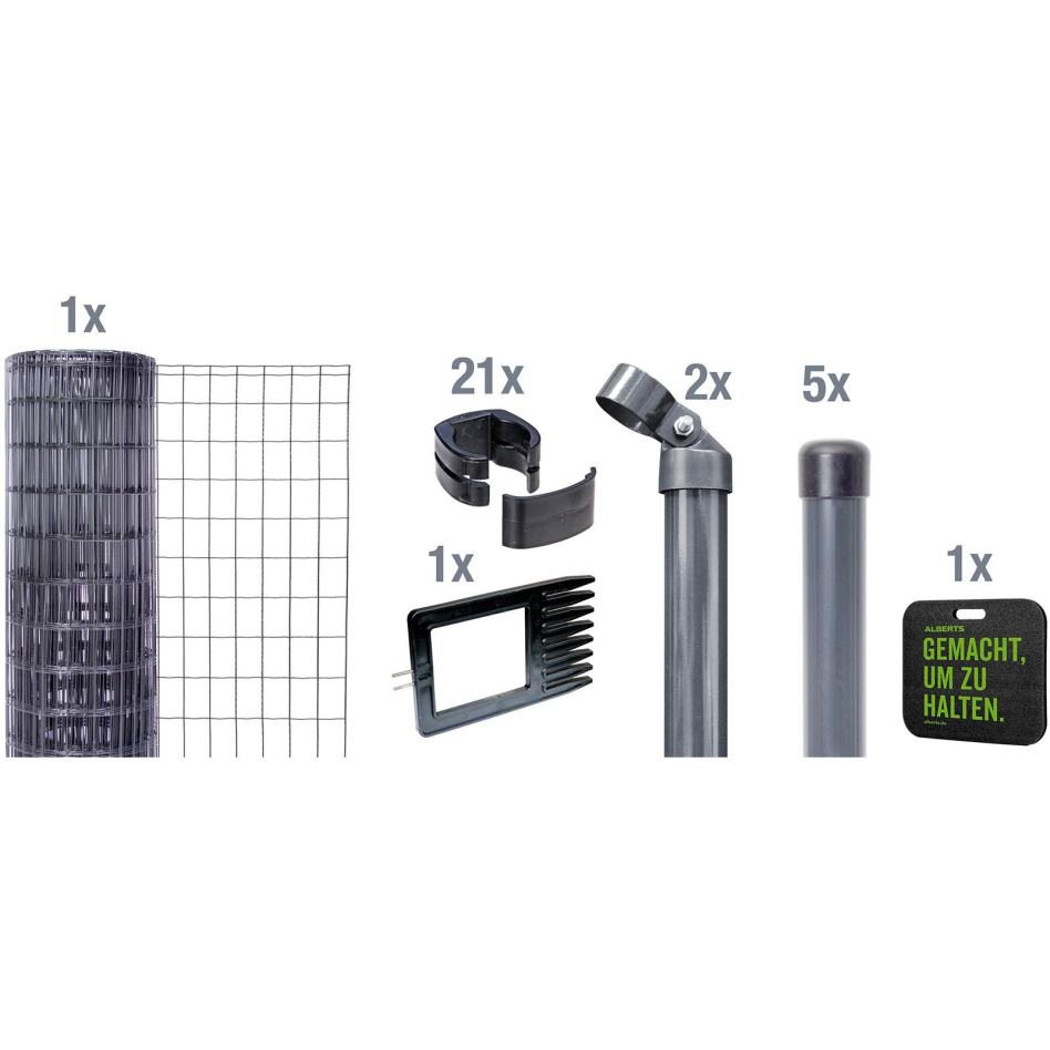 Alberts Schweißgitterzaun Set Fix-Clip Pro® anthrazit-metallic, 81 cm, 10 m,Einbetonieren
