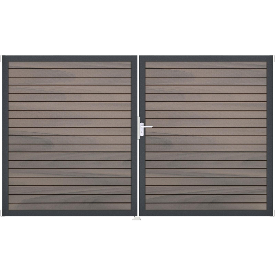 GroJa Doppeltor Solid Rhombus BPC-Steckzaun Bi-color co-extrudiert, DIN Rechts, Anthrazit DB 703 Image